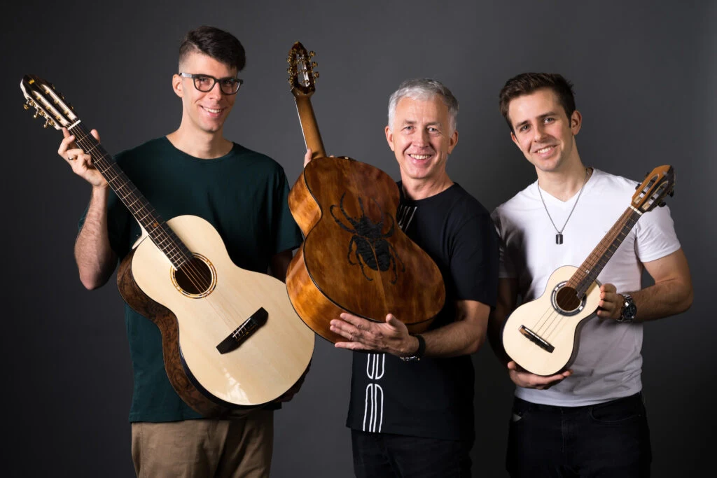 Nikodem, Rafal and Tymoteusz Turkowiak with their guitars